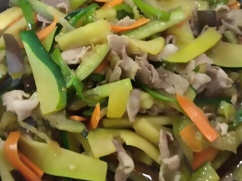 夏野菜で作る肉野菜炒め。焼肉のたれ味